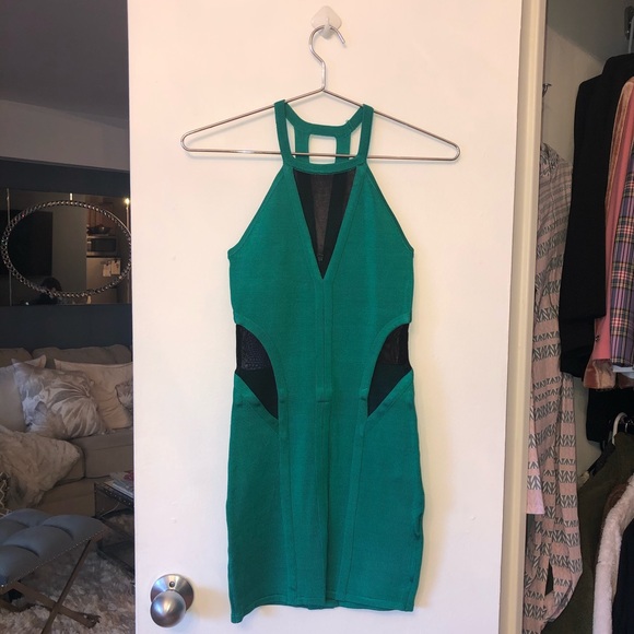 Bebe emerald green bondage mini dress